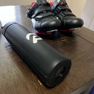 Peloton Cycling Shoes with Glass Water Bottle